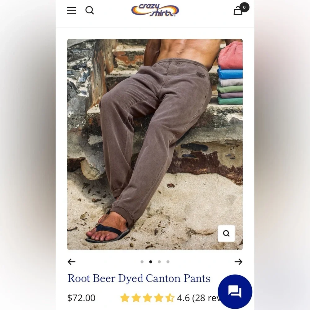 Crazy Shirts Hawaii XL Root Beer Dyed Canton Pants Kliban Cat Embroidery Casual - Picture 2 of 16